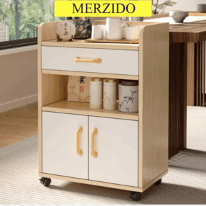 Tea Cabinet/ Office Tea set Storage Cabinet/ Dining Side Table Coffee Table/ Sofa side Cabinet with wheels - Image 1